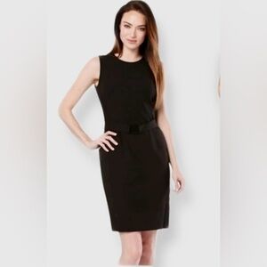Calvin Klein Black belted Sheath Midi Dress Crew Neck Sleeveless